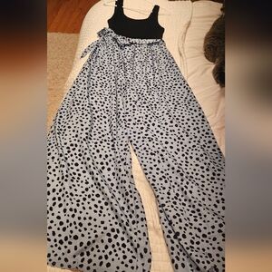 Stylish Black and Blue Polka Dot Jumpsuit 2x